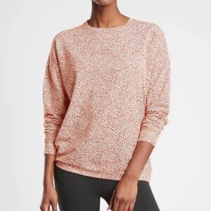 Athleta Studio To Street Printed Sweatshirt S Cream/Rust Micro Cheetah